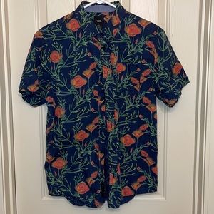 Vans Floral Print Button Down Polo